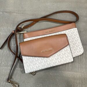 Michael Kors Tan and Cream Crossbody Bag Set